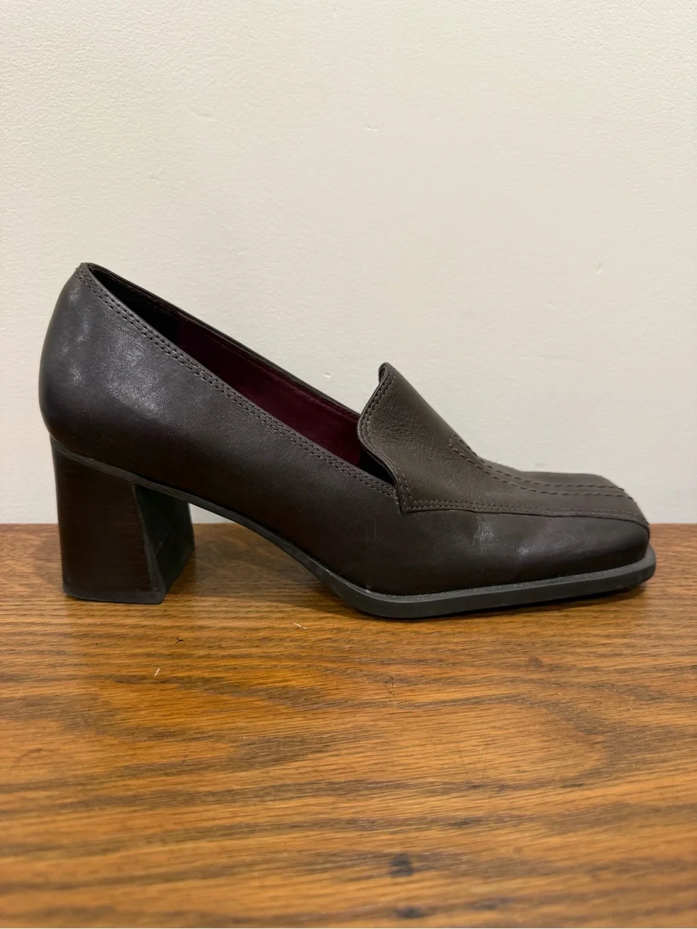 Nine West Brown Leather Chunky Heel Loafer Pumps Size 7.5M — Repair Project